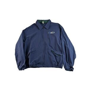 Vintage Mens Dunbrooke Jacket Full Zip Size L 100% Cotton Blue Logo Made in USA